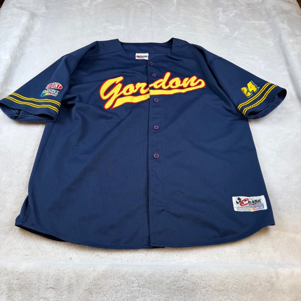 Jeff Gordon‎ 24 Chase Authentics NASCAR Racing Jersey Mens 2XL Navy Yellow